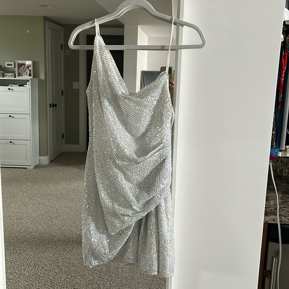 ASOS Sequin Asymmetrical Mini Dress